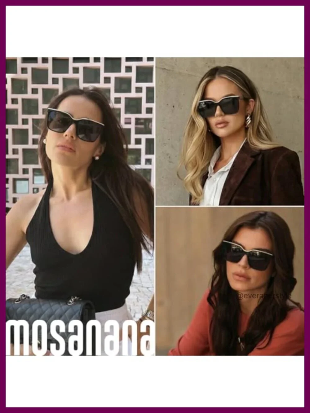 Oversized Square Polarized Sunglasses UV400 Metal Decoration Street Style